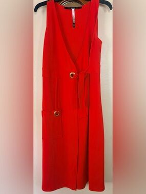 EUC Kensie Sleeveless Wrap Dress with Gold Grommet Detail